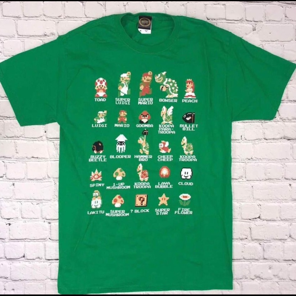 Super Mario Brothers Shirt Mens Medium Green Official Nintendo Videogame Retro
